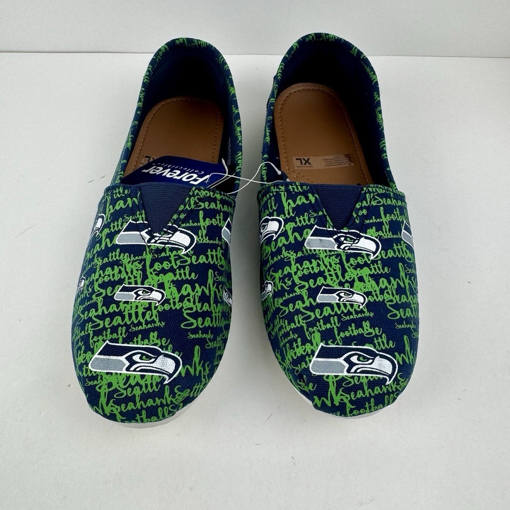 Seattle Seahawks Women's Slip On Flats Shoes XL W 10-11 NFL FOCO NWT